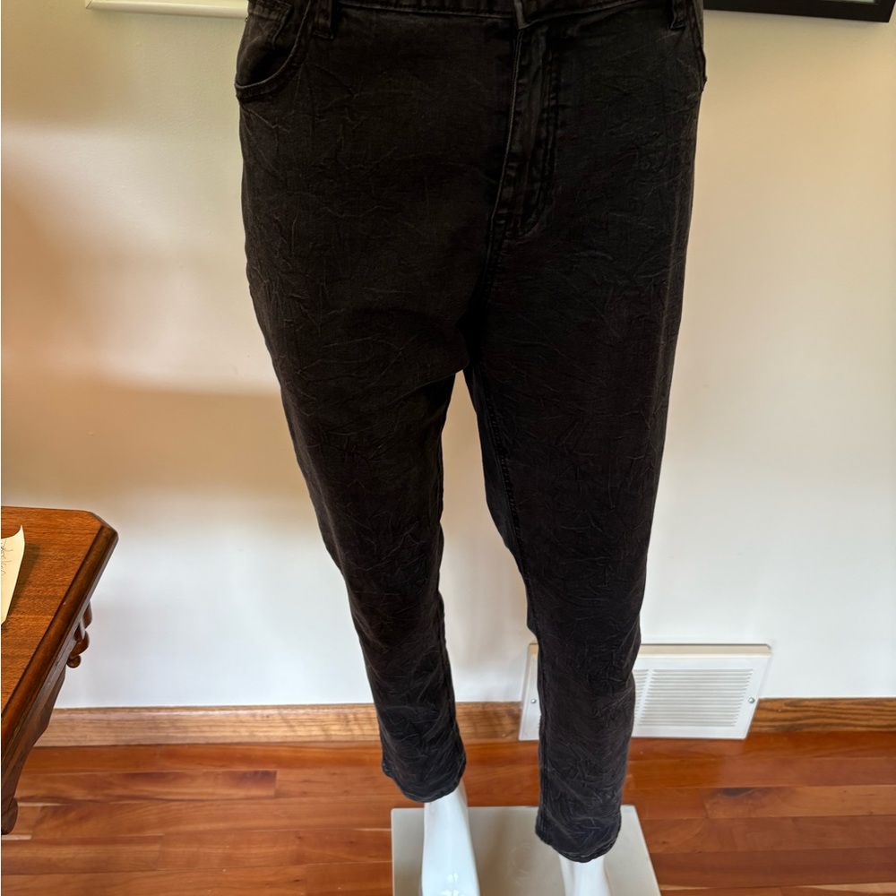 Black Textured Pants